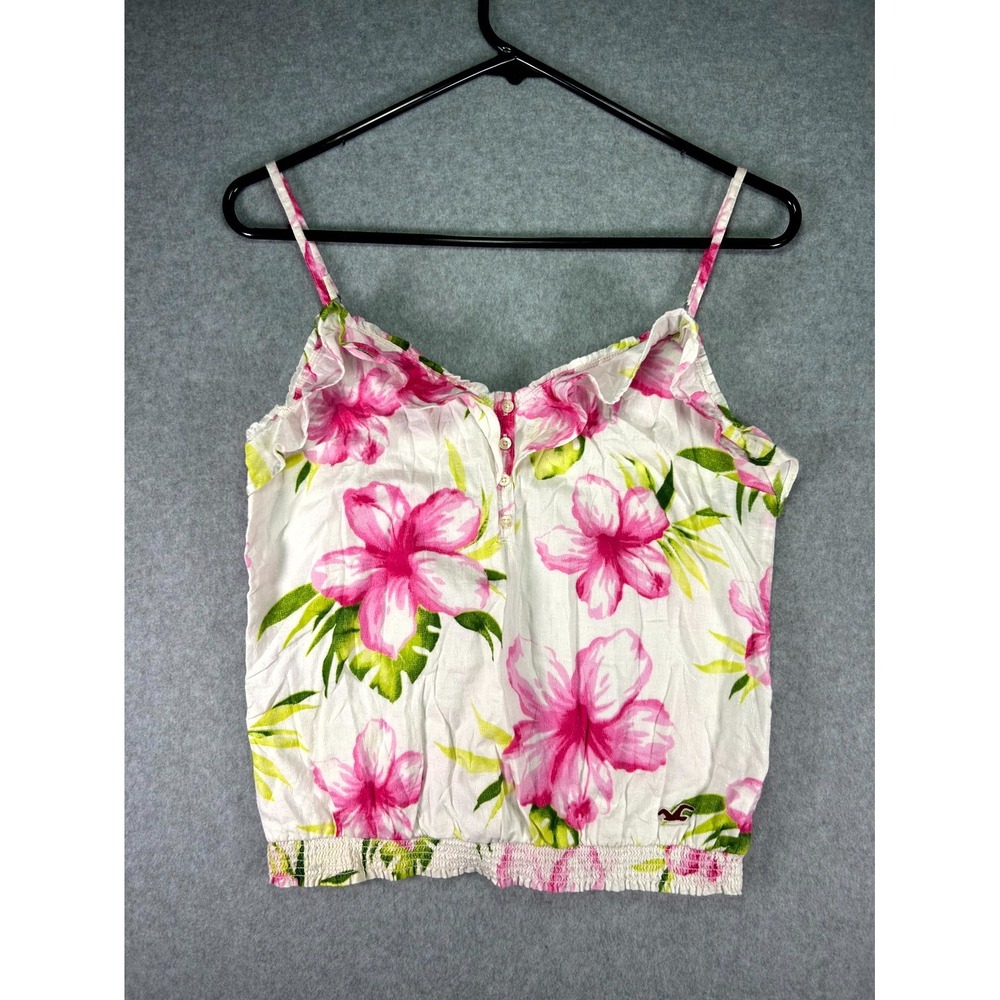 Hollister Camisole Top Womens Medium Multicolor Floral Henley Neck Smocked Waist